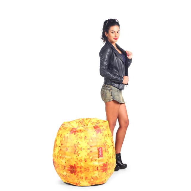 Orka Digital Printed Bean Bag (Leaf, Yellow)